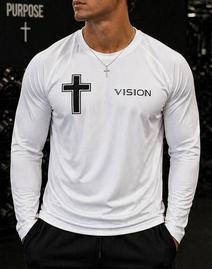 Christ Vision (Unisex) Longsleeve Sports Shirt - Philippians 4:13 (White)