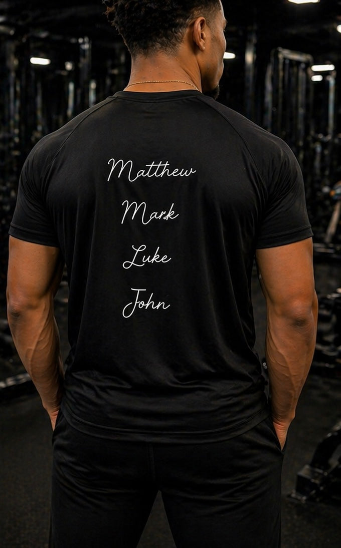 The Gospel (Unisex) Short Sleeve Sports Shirt (Black)