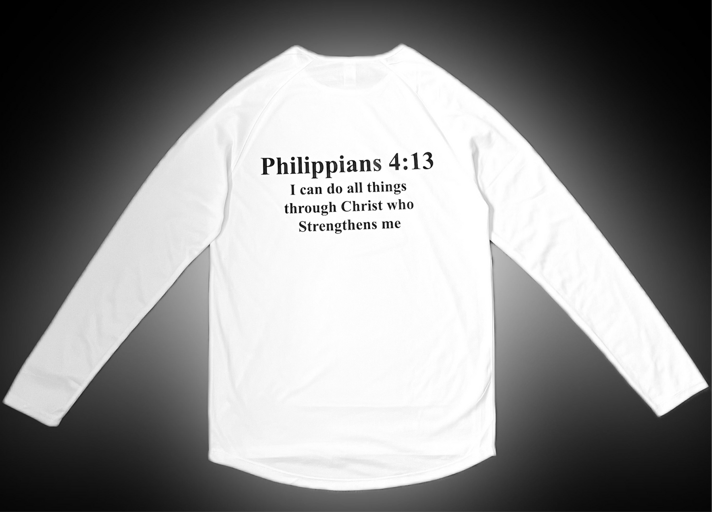Christ Vision (Unisex) Longsleeve Sports Shirt - Philippians 4:13 (White)