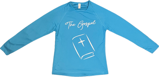 Christ Vision Womens Longsleeve Sports Shirt - The Gospel (Aqua)