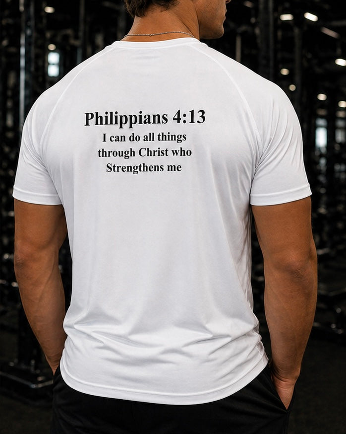 Christ Vision (Unisex) Short Sleeve Sports Shirt (White) Philippians 4:13