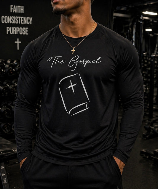 The Gospel (Unisex) Long Sleeve Sports Shirt (Black)