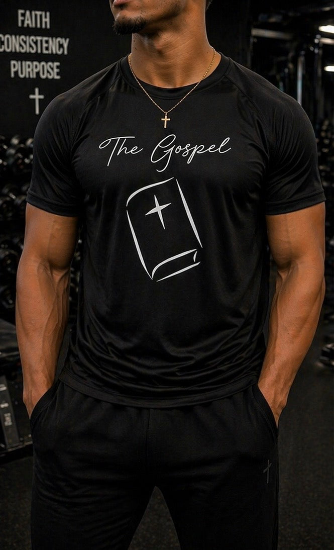 The Gospel (Unisex) Short Sleeve Sports Shirt (Black)