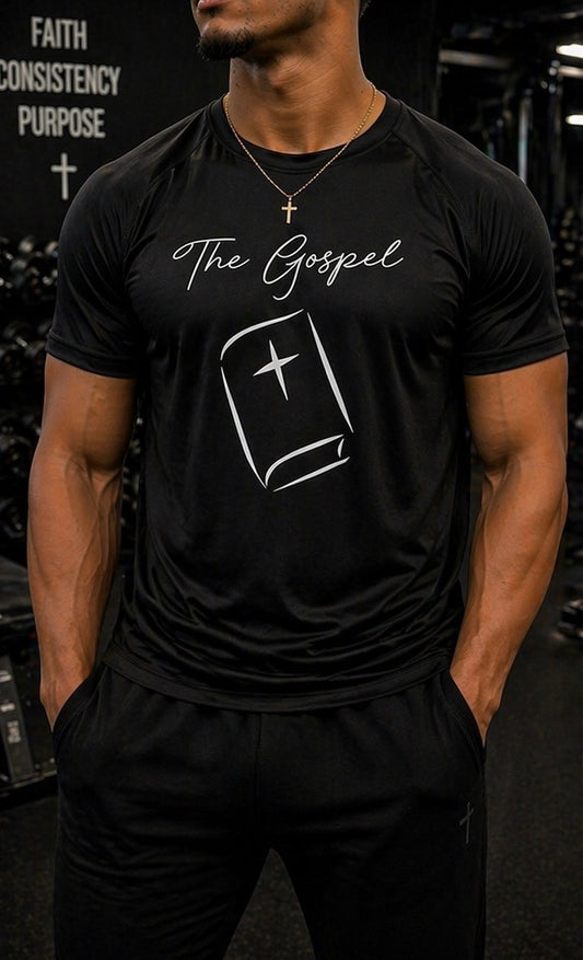 The Gospel (Unisex) Short Sleeve Sports Shirt (Black)